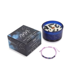 Szójaviasz illatgyertya karkötővel fakanócos - Vízöntő horoszkóp