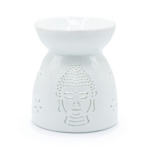 Aromalámpa Buddha mintával, fehér színben, klasszikus formában