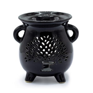 Aromalámpa Élet fája mintájával, fekete színben, borszorkányüst formában