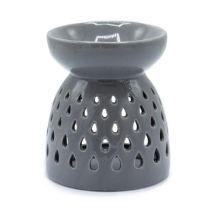 Szürke aromalámpa klasszikus formájú, könnycsepp mintával - illóolaj párologtató