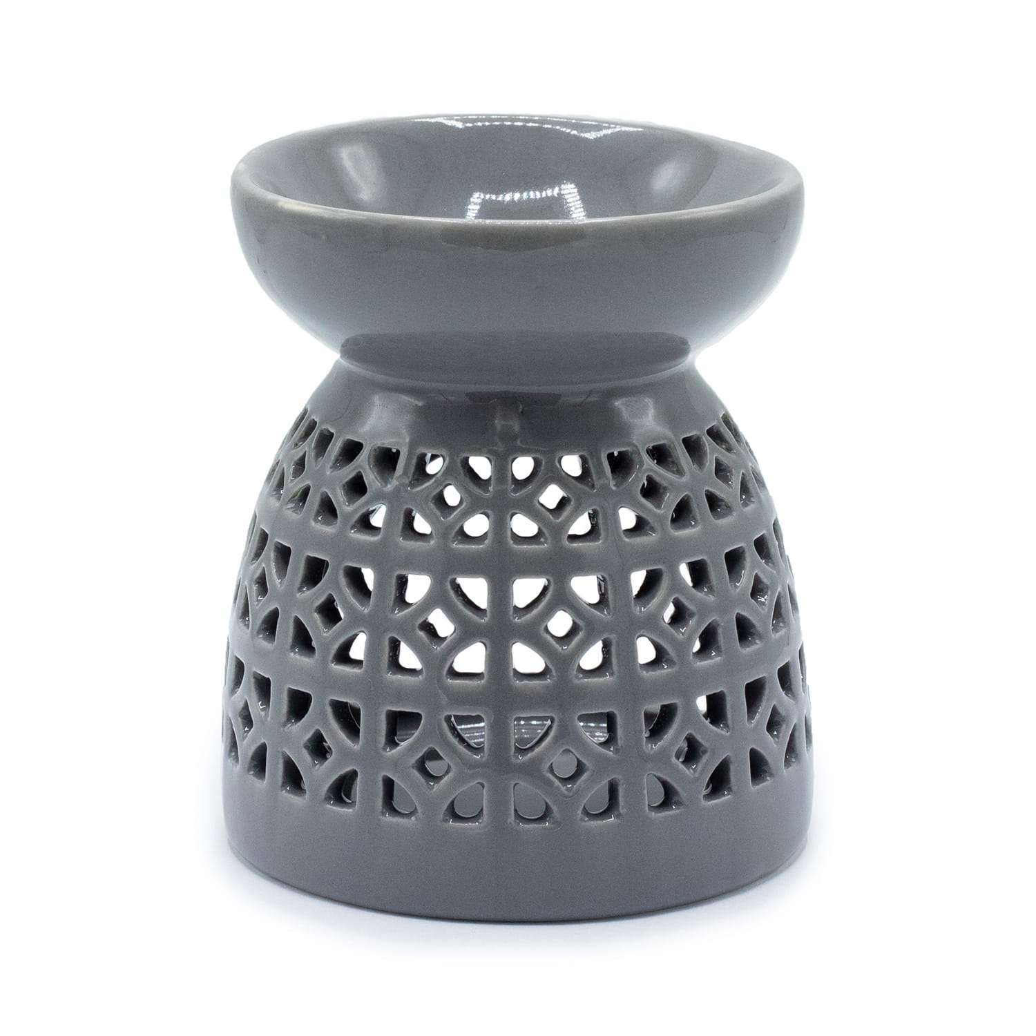 Klasszikus formájú, szürke aromalámpa, Marokkói mintával - diffúzor