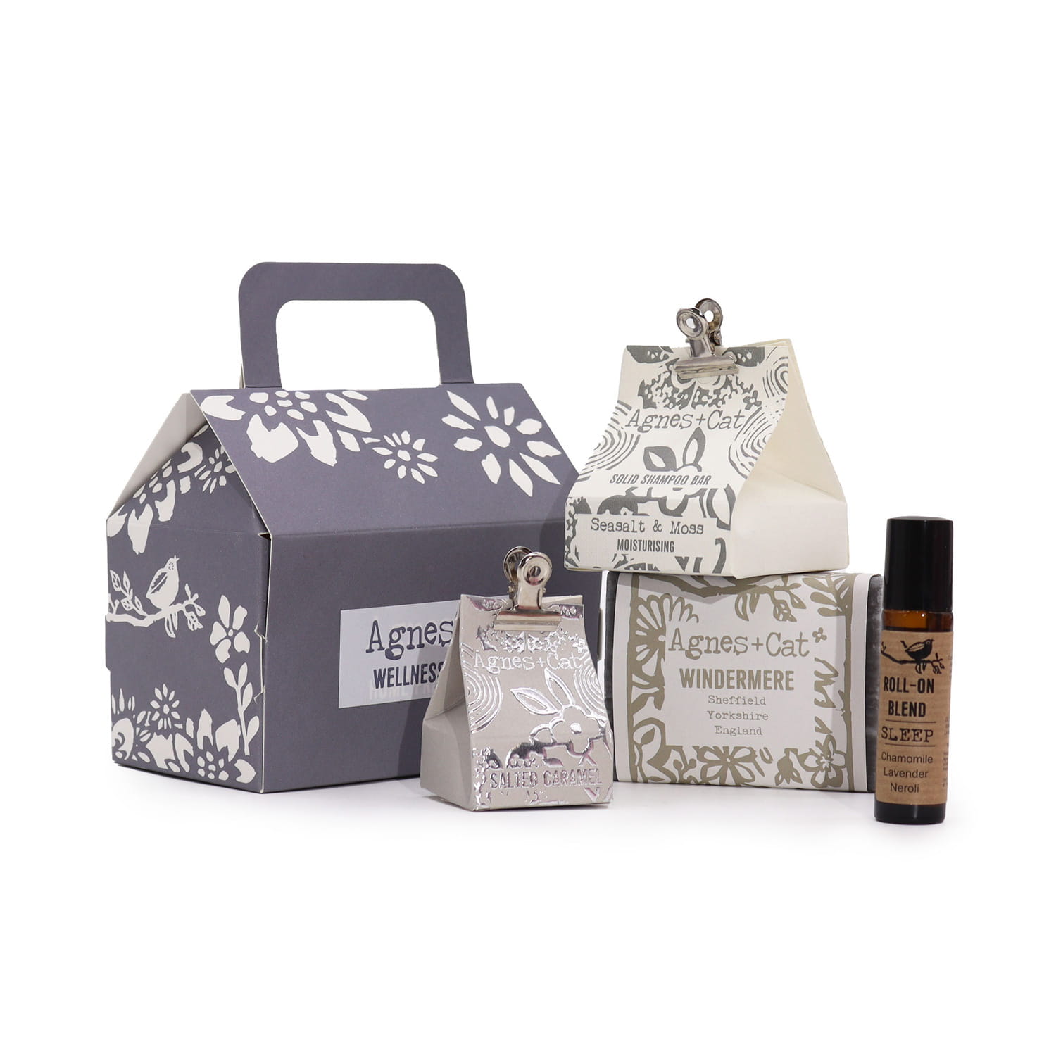 Agnes & Cat Tengeri szellő wellness ajándékcsomag – kézműves szappan, sampon, ajakbalzsam és roll-on tengeri illattal
